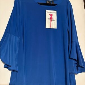Women With Control Royal Blue Bell Sleeve Top